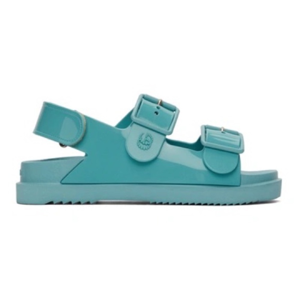 GUCCI  Rubber Double G Womens Isla Dad Sandals 
Dusty Azure